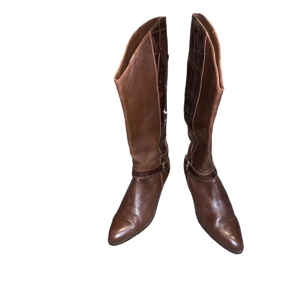 Bandolino Made In Italy Brown Upper Leather Boots, Size 8M - Picture 3 of 16